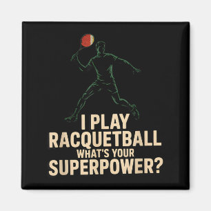 Imán Póster retro divertido de superpoder de raquetbol 
