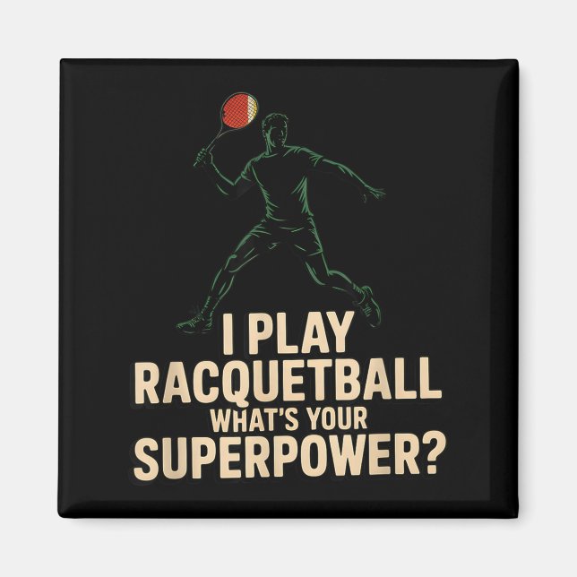 Imán Póster retro divertido de superpoder de raquetbol  (Frente)