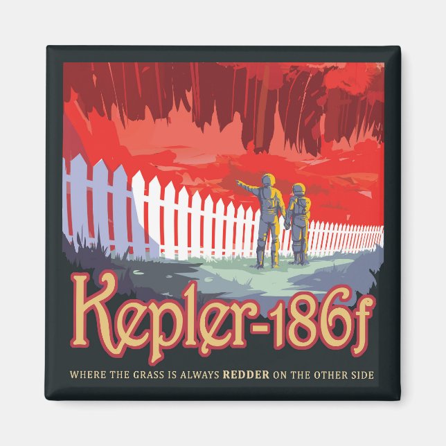 Imán Poster Retro Espacial De Kepler-186f. (Frente)