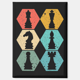 Imán Poster Retro Vintage Chess Pieces Sunset