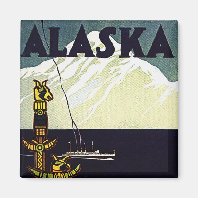 Imán poster vintage alaska (Frente)