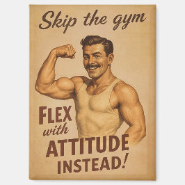 Imán Póster Vintage de Saltarse el Gimnasio | Humor Ret