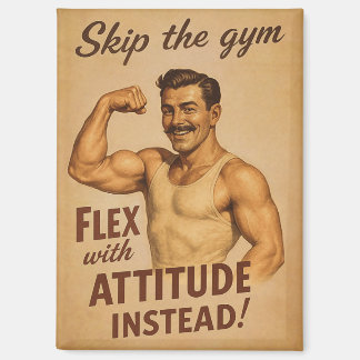Imán Póster Vintage de Saltarse el Gimnasio | Humor Ret