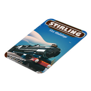 Imán Póster vintage de tren Stirling Escocia.