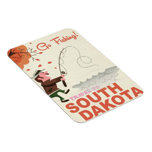 Imán Póster vintage de vacaciones de pesca en Dakota de