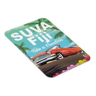 Imán Póster vintage de vacaciones en Suva, Fiji