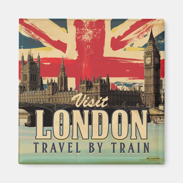 Imán Póster vintage de Visita Londres (Frente)