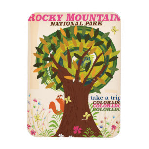 Imán Póster vintage del parque nacional de las Montañas