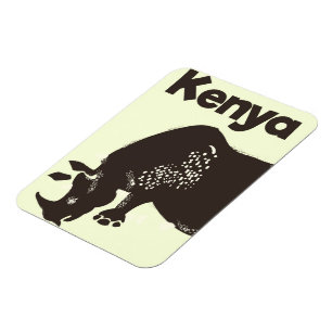 Imán Póster vintage del rinoceronte africano de Kenia