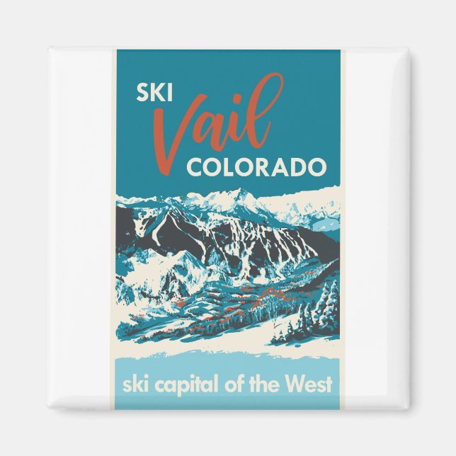 Imán Poster Vintage Vail Ski (Frente)