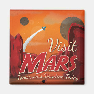 Imán Póster Vintage Visita a Marte