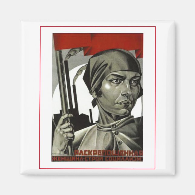 Imán Posters soviéticos Posters arte mujer fuerte (Frente)