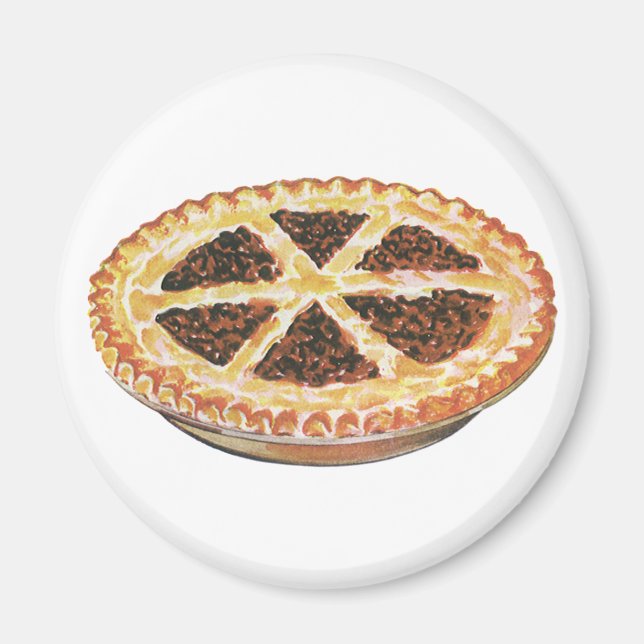 Imán Postre de Comida Antigua, Tarta de Pacana Fresca H (Frente)