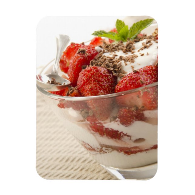 Imán Postre de fresa con yogur fresco (Vertical)