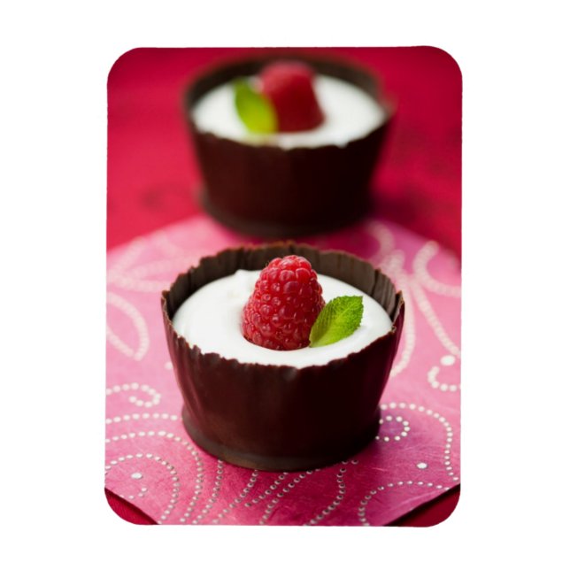 Imán Postre mousse de chocolate blanco (Vertical)