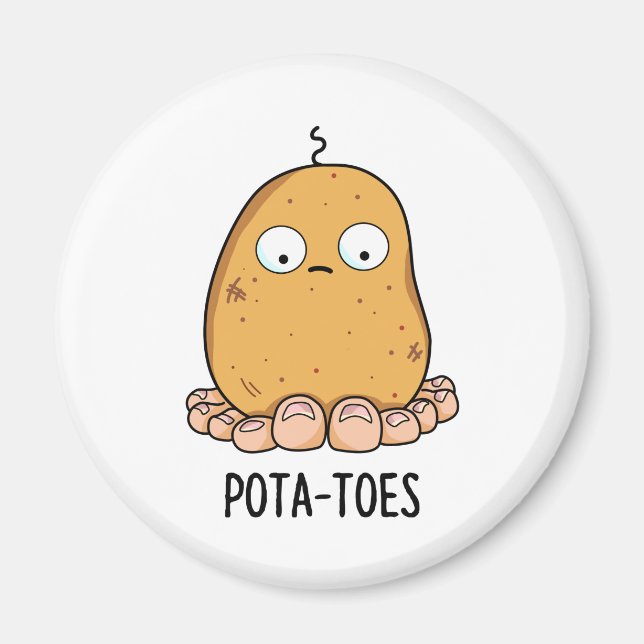 Imán Pota-Toes Graciosa Patata Con Toes Pun (Frente)