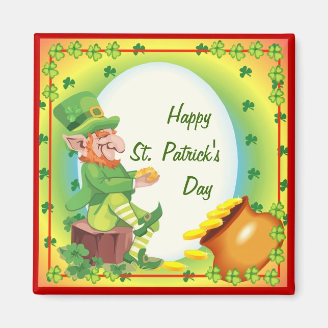 Imán Pote de oro de Leprechaun de Irlanda (Frente)