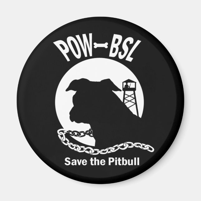 Imán POW BSL Salva el emblema de los perros Pitbull (Frente)
