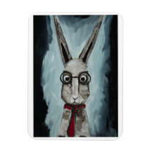 Power Tie. A rabbit with eye glasses and a red tie