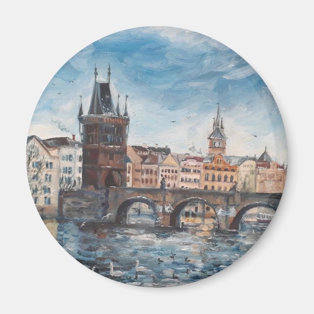 Imán Prag - pintura del puente de los charles (Frente)