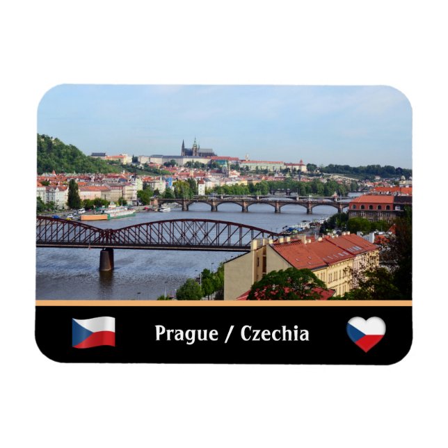 Imán Praga, castillo y puentes fluviales/República Chec (Horizontal)