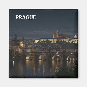 Imán Praga Castle y charles Bridge Night Travel