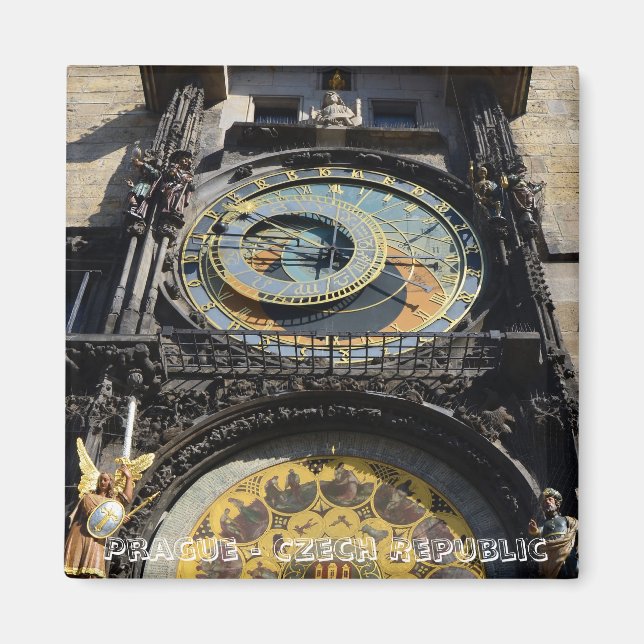 Imán Praga, reloj astronómico (imán frigorífico) (Frente)