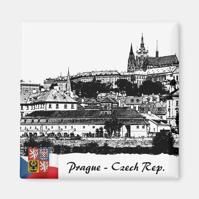 Imán Prague Magnet, Charles Bridge / Prague Castle (Frente)