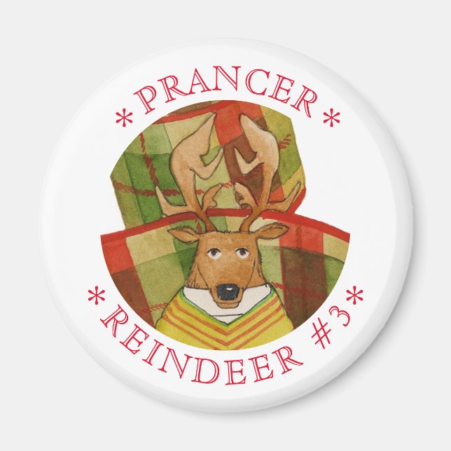 Imán PRANCER REINDEER Round Magnet (Frente)
