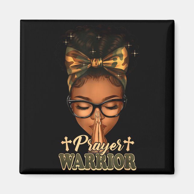 Imán Prayer Warrior Christians Camo African American Af (Frente)