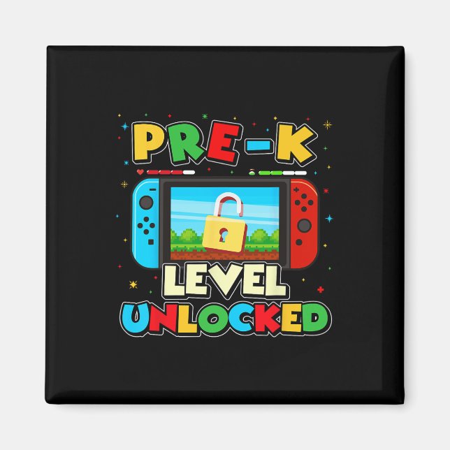 Imán Pre-k Level Unlocked Video Gamer Boys Kids Ck To S (Frente)