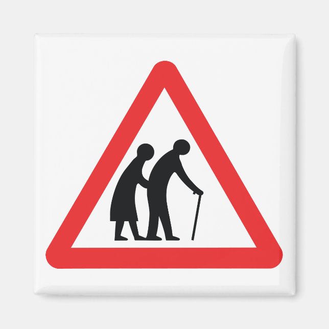 Imán PRECAUCIÓN Personas de edad avanzada - Rótulo de t (Frente)
