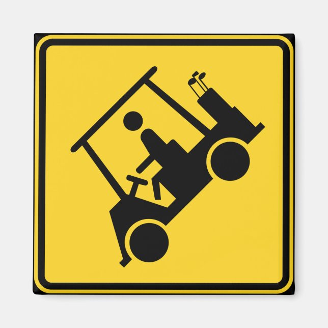Imán Precaución Rótulo de carrito de golf (Frente)