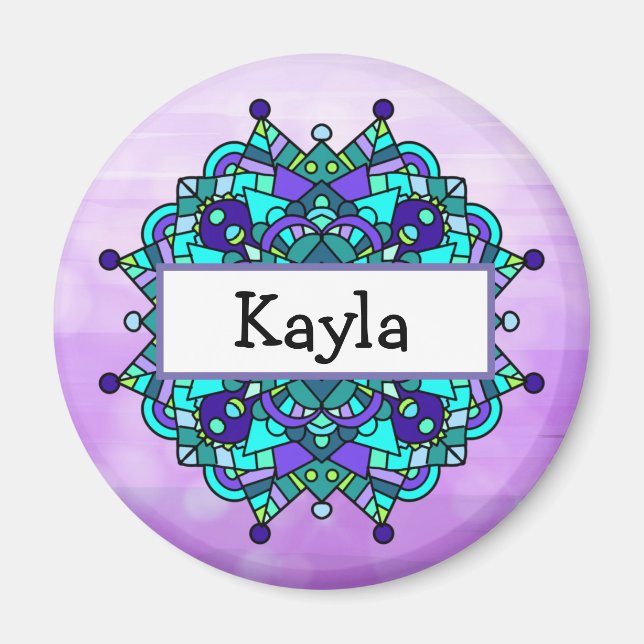 Imán Precioso Mandala Morado y Azul   (Frente)