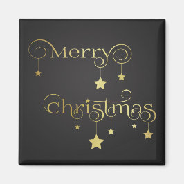 Imán Precioso oro Feliz Navidad Estrellas