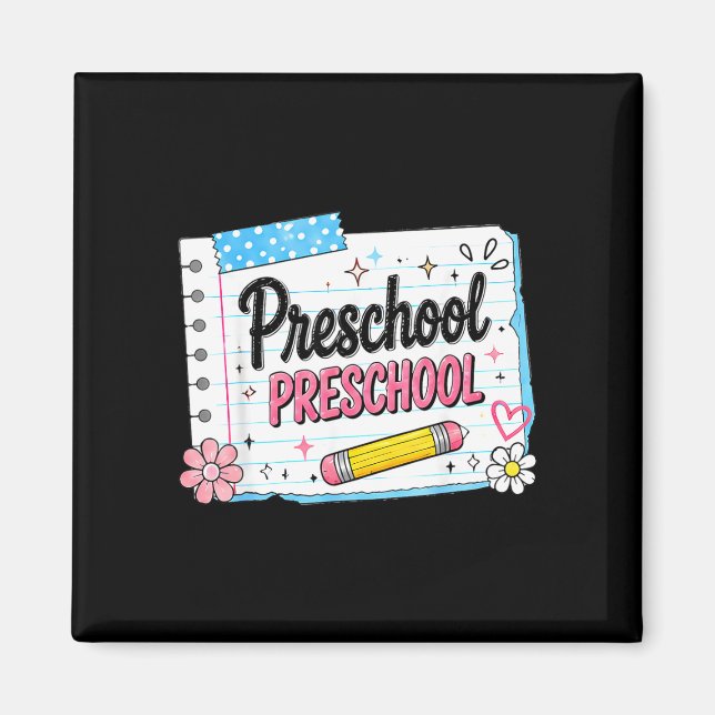 Imán Preescolar de vuelta a la escuela para niñas prees (Frente)