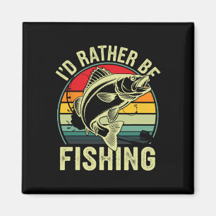 Imán Prefiero estar pescando retro vintage pescador al 