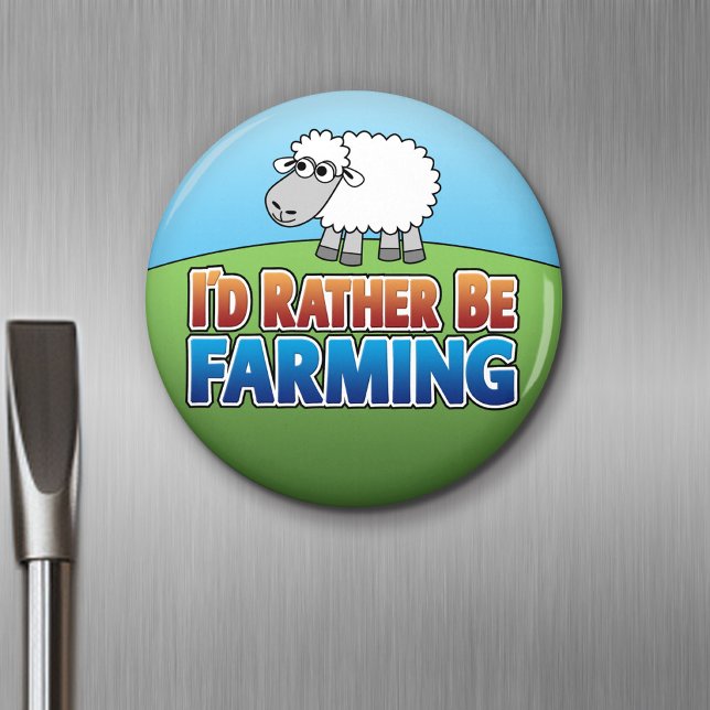 Imán ¡Prefiero ser agricultor! (Agricultura virtual) (Funny Farming Magnet)