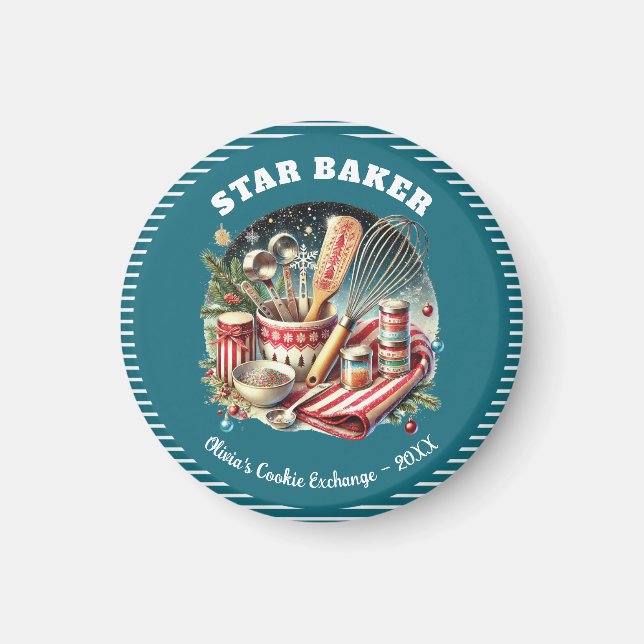 Imán Premio Baker de Holiday Cookie Star (Frente)