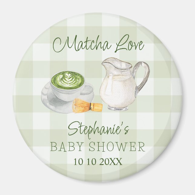 Imán Premio de rifa de baby shower de té verde Matcha a (Frente)