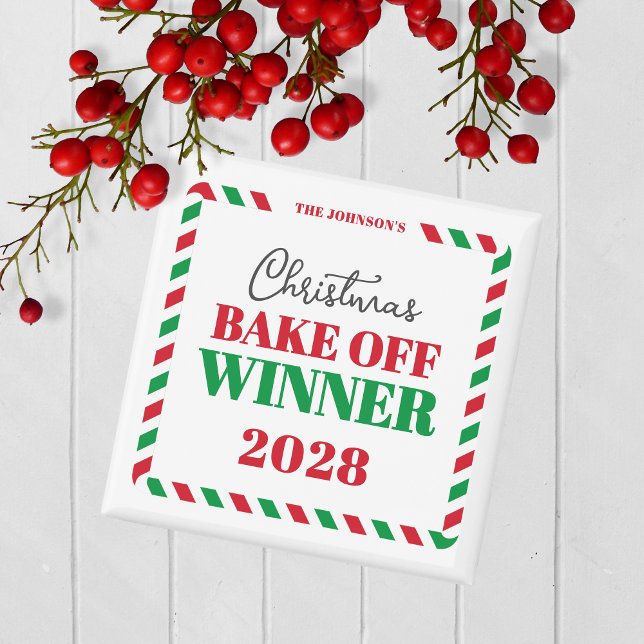 Imán Premio ganador del feriado de Cocina, Hornear o Sw (Christmas Holiday Competition Prize Button for the Winner. Great for Cookie & Sweater Contests!)
