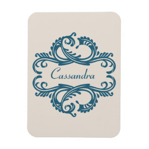 Imán premium Damask de Moda azul