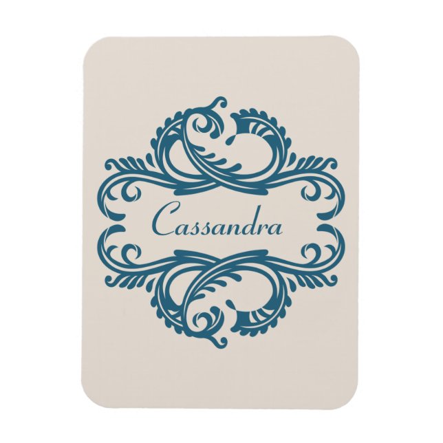 Imán premium Damask de Moda azul (Vertical)