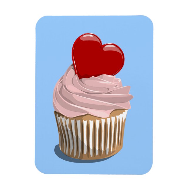 imán premium de cupcake para el día de San Valentí (Vertical)