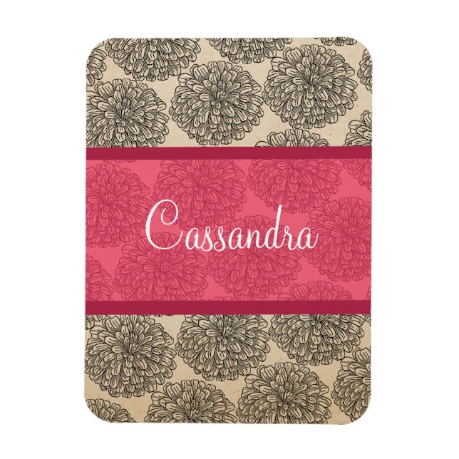 Imán premium de zinnia rosa de venado (Vertical)