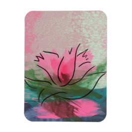 Imán Premium, Pintura de Flor Rosa