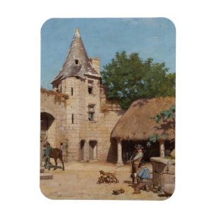 Imán Prepararse para la caza (escena medieval)