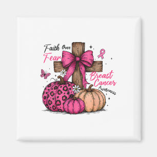 Imán Preppy Faith Over Fear Coquette Christian Cross Pu
