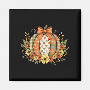 Imán Preppy Floral Otoño Calabaza Encaje Coquette Lazo 