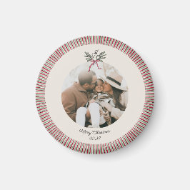 Imán Preppy Holiday Ornament Magnet with Photo 
